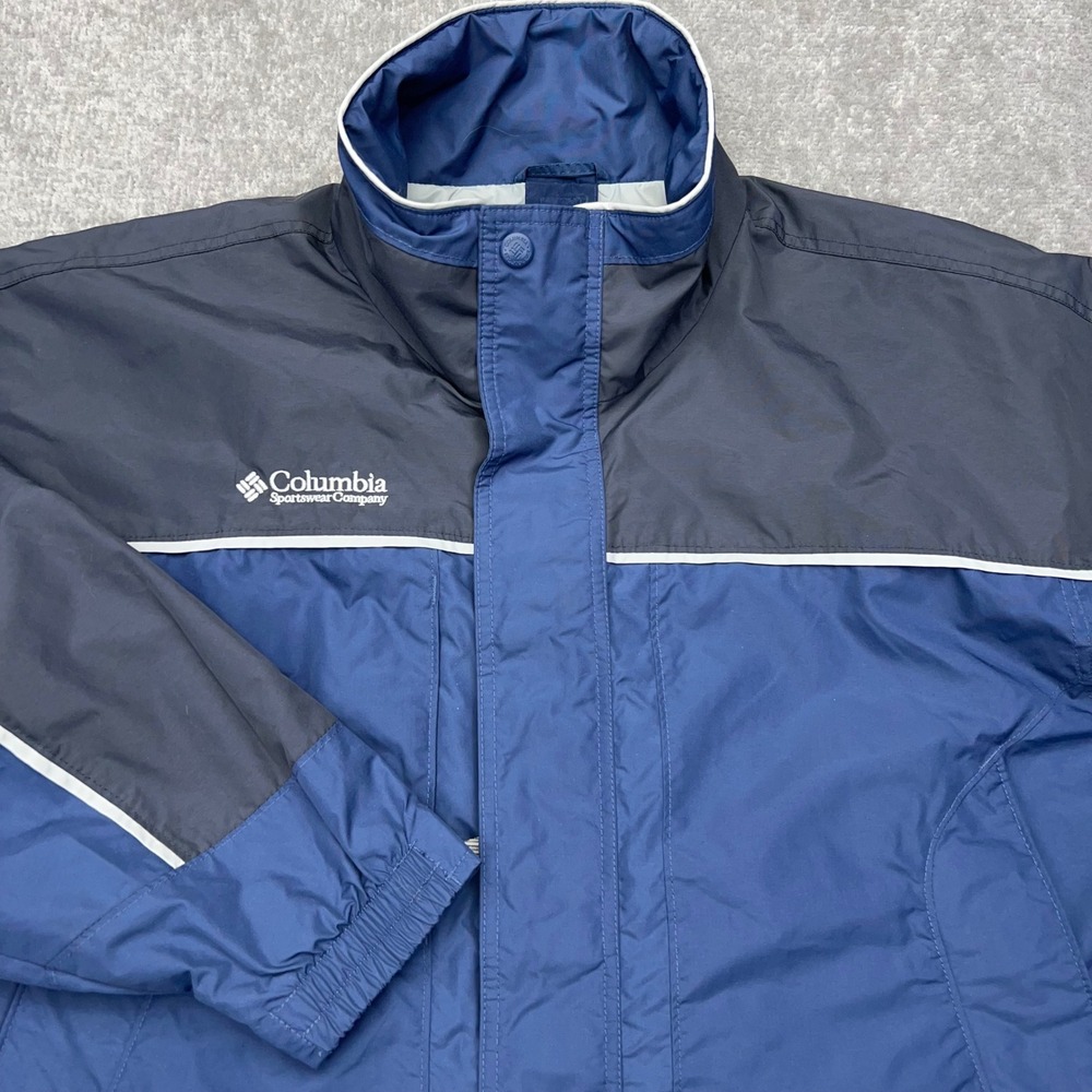 Columbia Interchange Jacket Mens XL Full Zip Snap Colorblock Blue Outdoor Casual